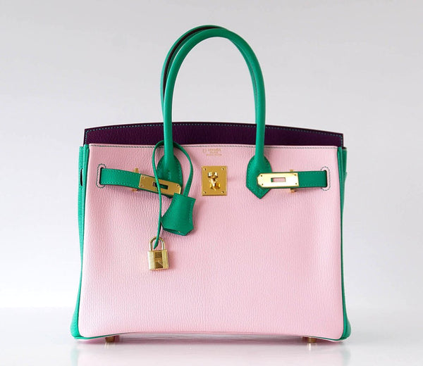 Hermès Birkin 30 Tri-Color Chevre Horseshoe gold pristine front open