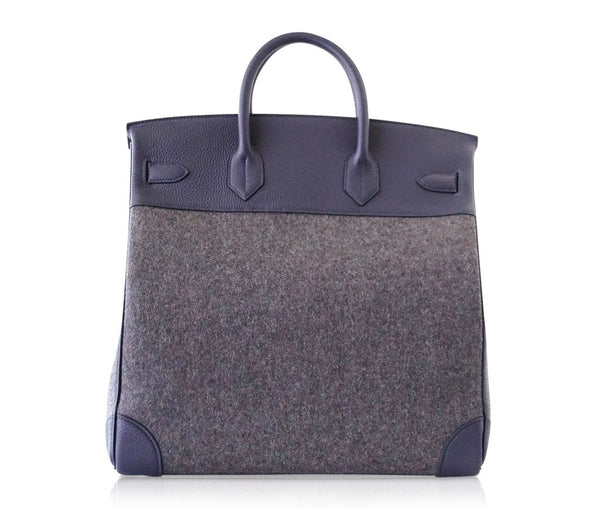 Hermes Birkin 40 HAC Gris Wool Blue Togo palladium pristine back