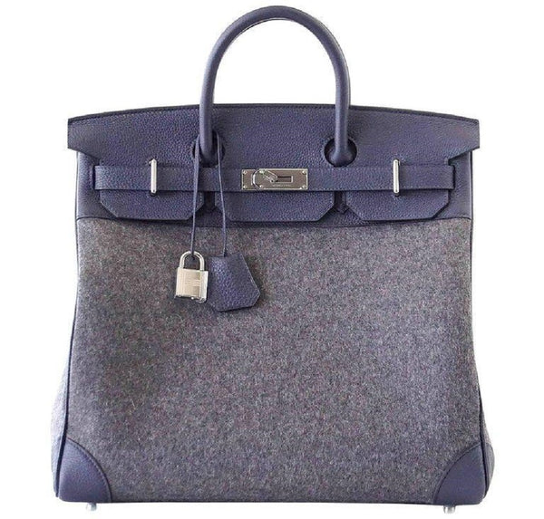 Hermes Birkin 40 HAC Gris Wool Blue Togo palladium pristine front 