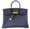 Hermes Birkin 35 navy rouge Limited Edition Epsom gold pristine front