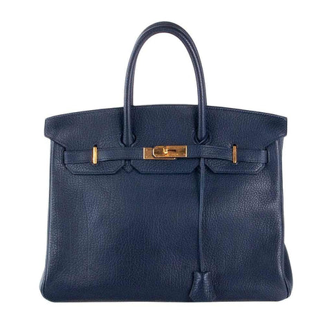 Hermes Birkin 35 Navy Fjord Bag 