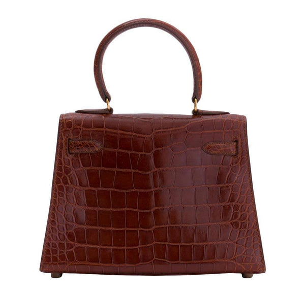 hermes mini kelly miel crocodile used back