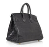 Hermes Birkin 25 Noir Alligator Bag gold pristine back side