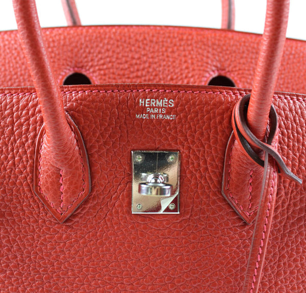 Hermes Birkin 25 Bag Vermillion Palladium