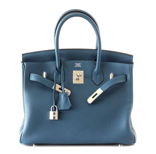 hermes birkin 30 bleu colvert used front open