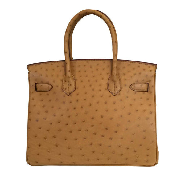 Hermes Birkin 30 Gold Ostrich Used Back