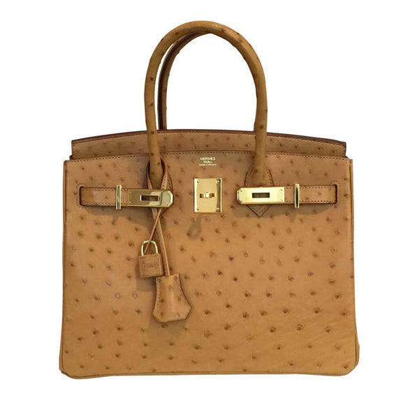 Hermes Birkin 30 Gold Ostrich Used Open