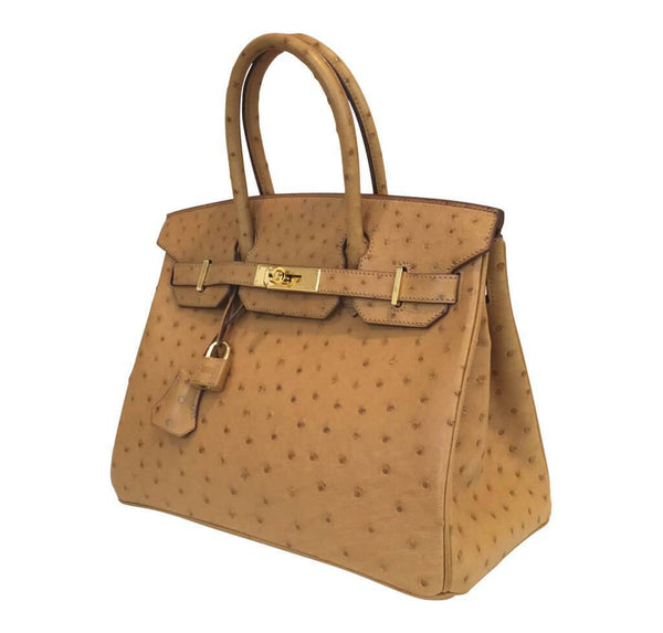 Hermes Birkin 30 Gold Ostrich Used Side