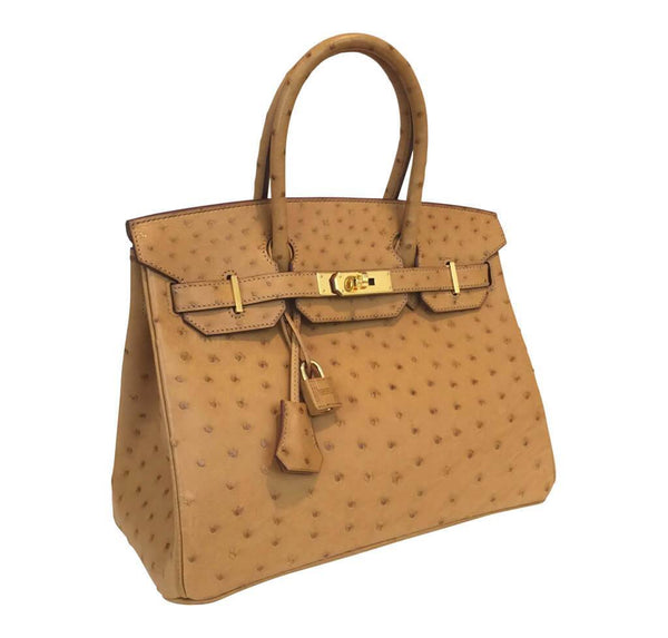 Hermes Birkin 30 Gold Ostrich Used Side