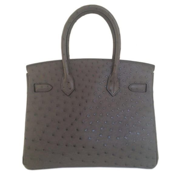 Hermes Birkin 30 Ostrich Graphite Bag