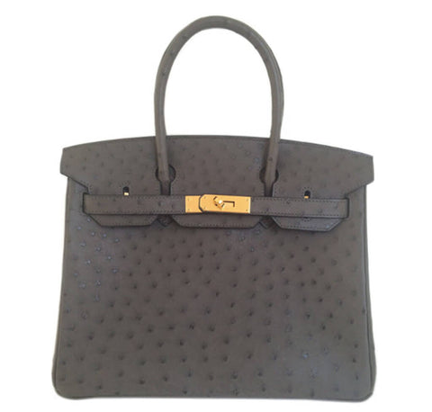 Hermes Birkin 30 Ostrich Graphite Bag