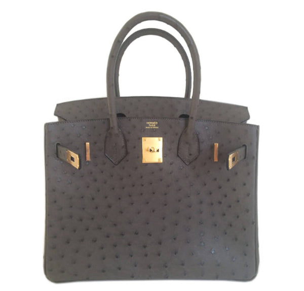 Hermes Birkin 30 Ostrich Graphite Bag