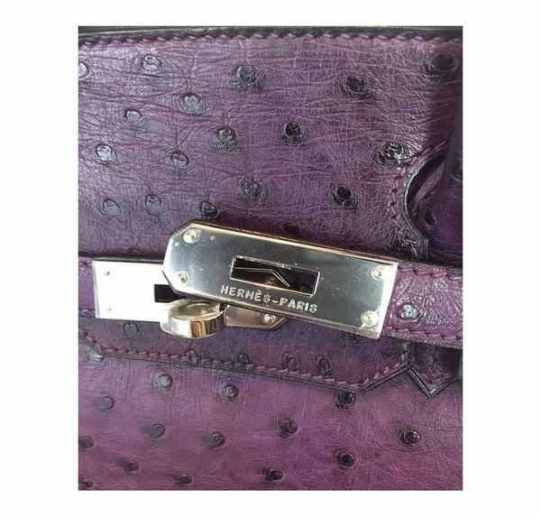 hermes birkin 30 ostrich raisin used engraving