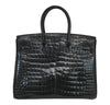 Hermes Birkin 35 Black Shiny Crocodile Used back