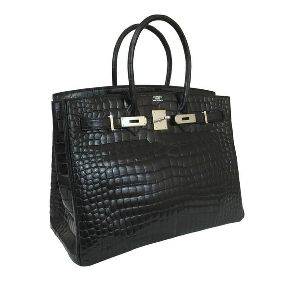 Hermes Birkin 35 Black Shiny Crocodile Used side