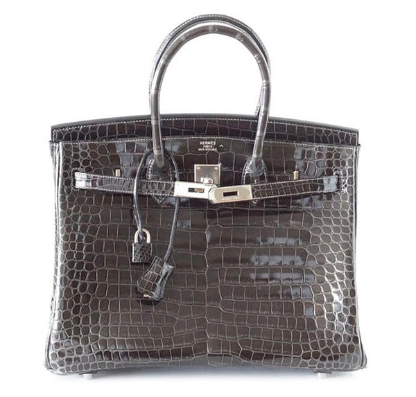 Hermes Birkin Bag Graphite Porosus Crocodile