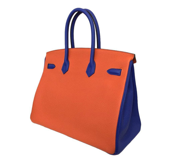 hermes birkin 35 special order blue orange new back side