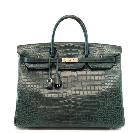 Hermes Birkin 40 Vert Fonce Crocodile