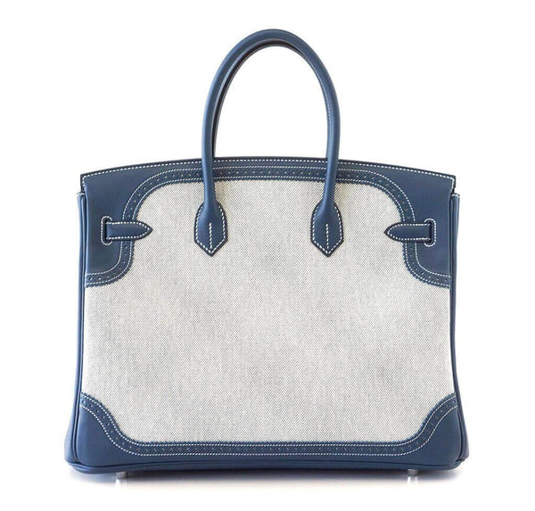 Hermes Birkin Ghillies 35 Blue New Back