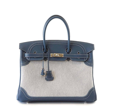 Hermes Birkin Ghillies 35 Blue Bag 