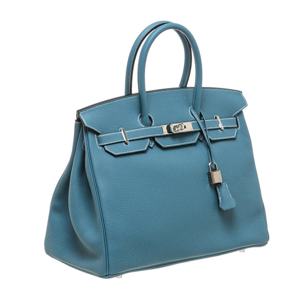 Hermes Birkin 35 Bag Blue Jean