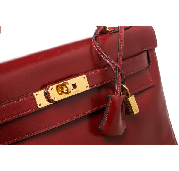 Hermes Kelly 32 Bag Burgundy Gold Hardware