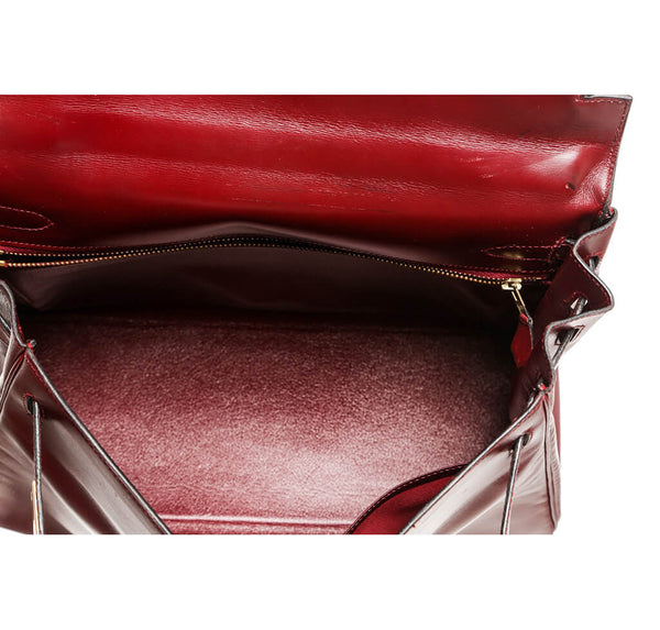 Hermes Kelly 32 Bag Burgundy Gold Hardware