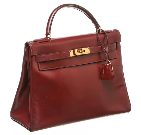 Hermes Kelly 32 Bag Burgundy Gold Hardware