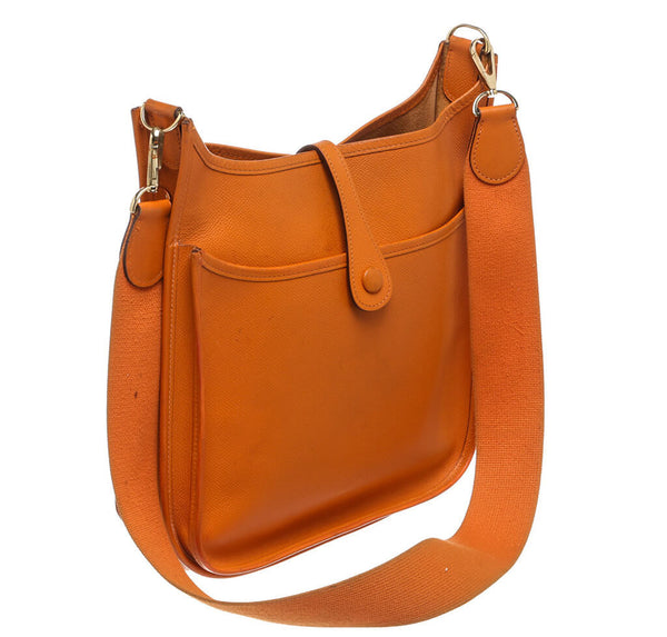 Hermes Evelyne Bag Orange Clemence Leather