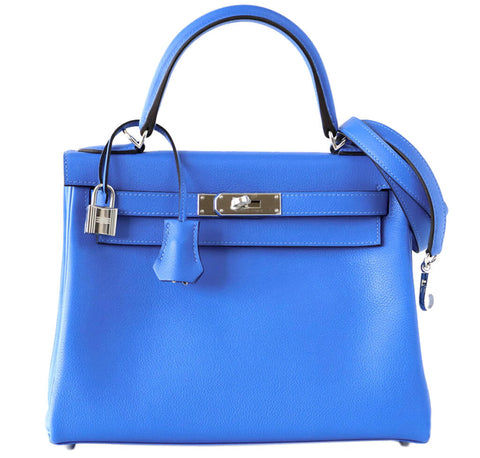 Hermes Kelly 28 Blue Hydra Evergrain