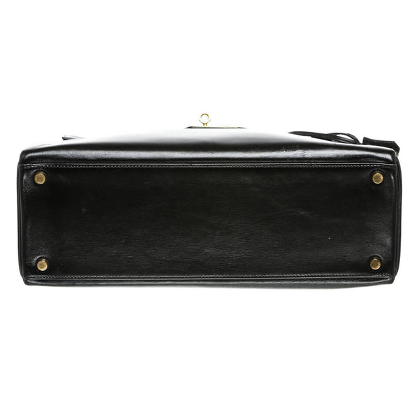 Hermes Kelly 32 Bag Noir Box Leather