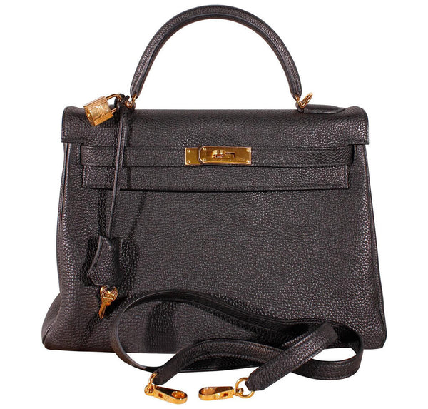 Hermes Kelly 32 Bag Black Togo