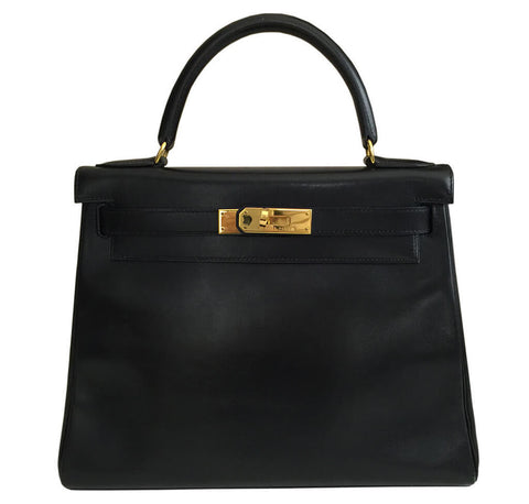 Hermes Kelly 28 Bag Black Swift 