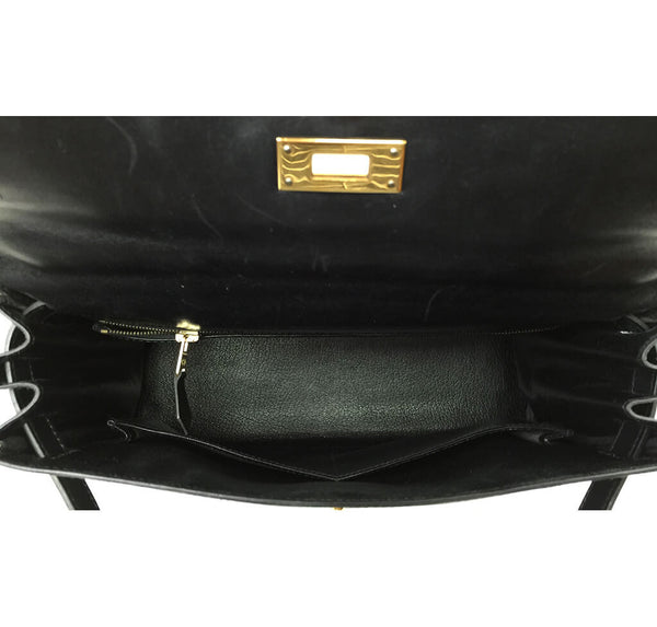 Hermes Kelly 28 Bag Black Swift 