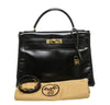 Hermes Kelly 32 Bag Noir Box Leather