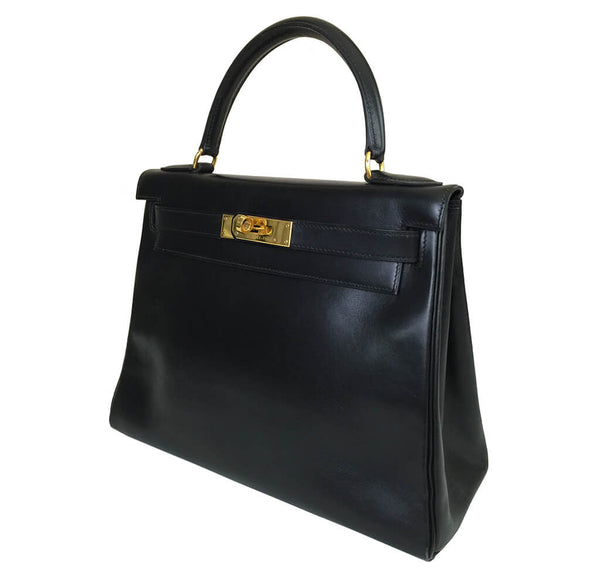 Hermes Kelly 28 Bag Black Swift 