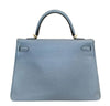 hermes kelly 35 blue lin used back