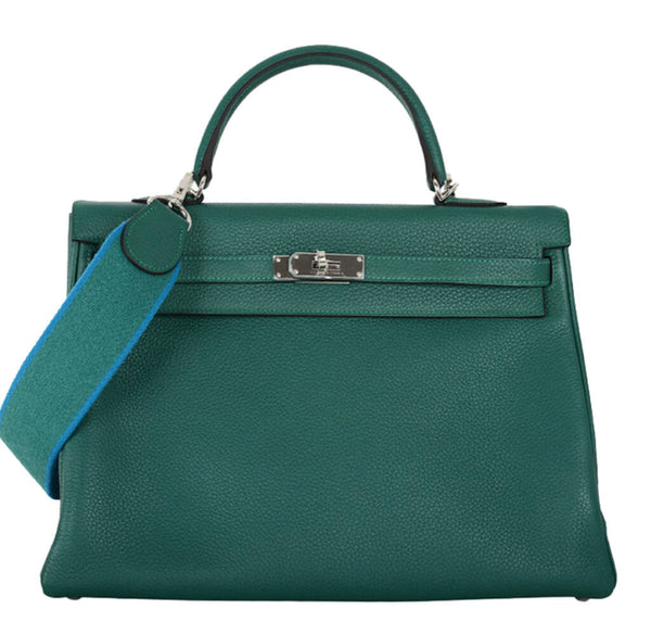 Hermes Kelly Bag Malachite Canvas Strap