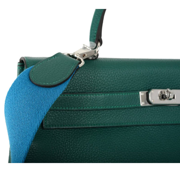 Hermes Kelly Bag Malachite Canvas Strap