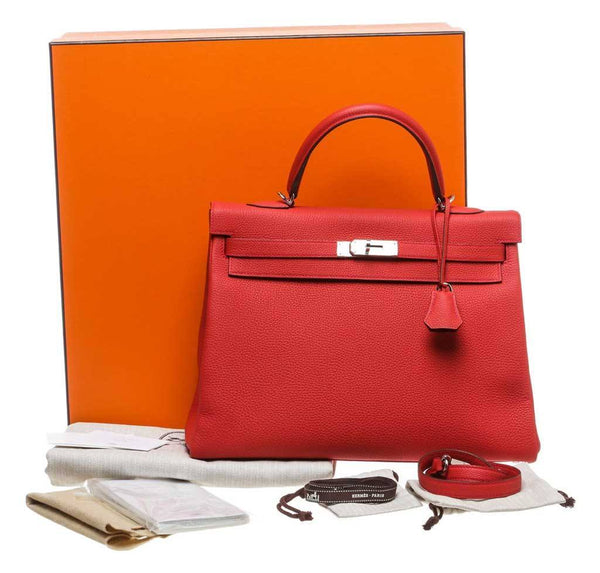 hermes kelly 35 red new complete