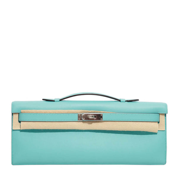 Hermes Kelly Cut Bag Blue Atoll