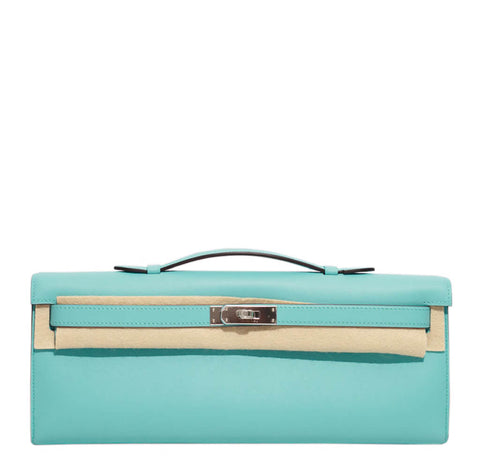 Hermes Kelly Cut Bag Blue Atoll