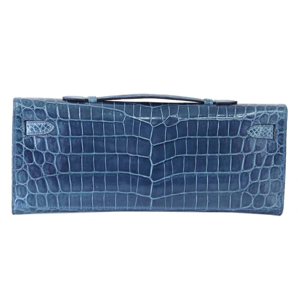 Hermes Kelly Cut Bag Blue Colvert 