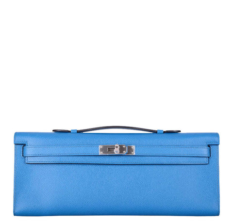 Hermes Kelly Cut Bag Blue Izmir