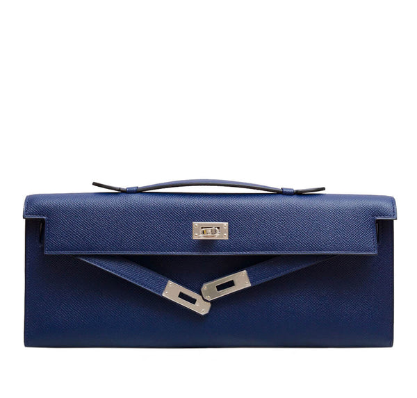 Hermes Kelly Cut Clutch Bag Blue 