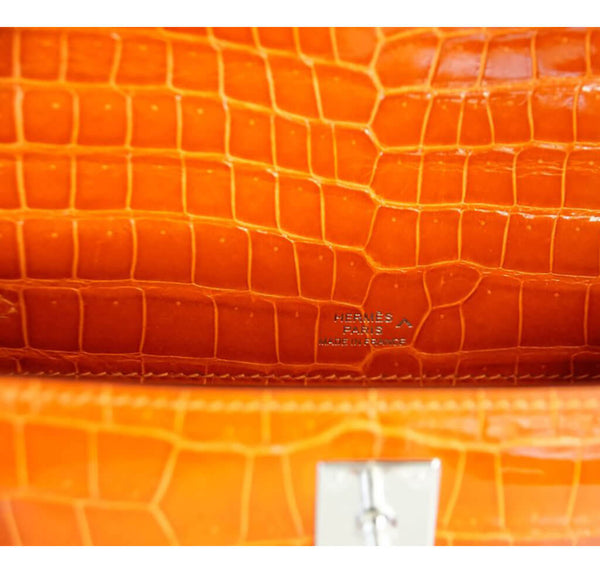 Hermes Kelly Pochette Feu Porosus Crocodile