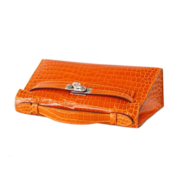 Hermes Kelly Pochette Feu Porosus Crocodile