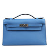 Hermes Kelly Pochette Bag Blue Swift