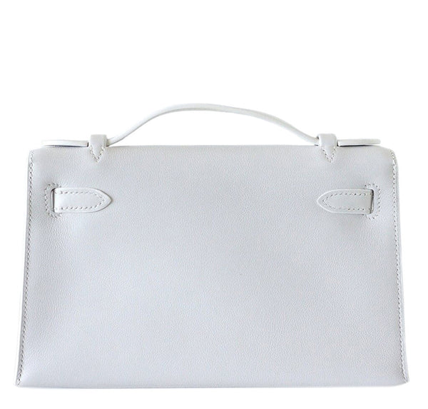 Hermes Kelly Pochette White Gold Hardware