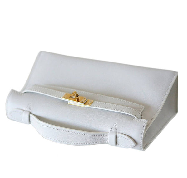 Hermes Kelly Pochette White Gold Hardware